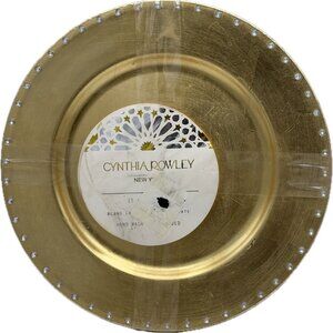 Cynthia‎ Rowley Metallic Gold Rhinestone Placemat Charger Plates 4 13" READ